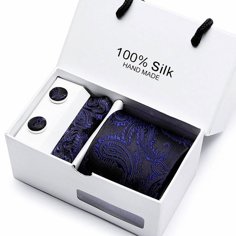 Gift box Luxury Necktie Pocket Square Cufflinks Handkerchief