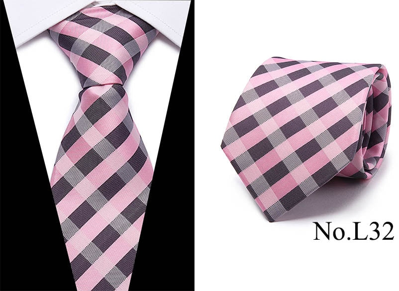 Men's Striped Plaid Pattern Business Silk Tie