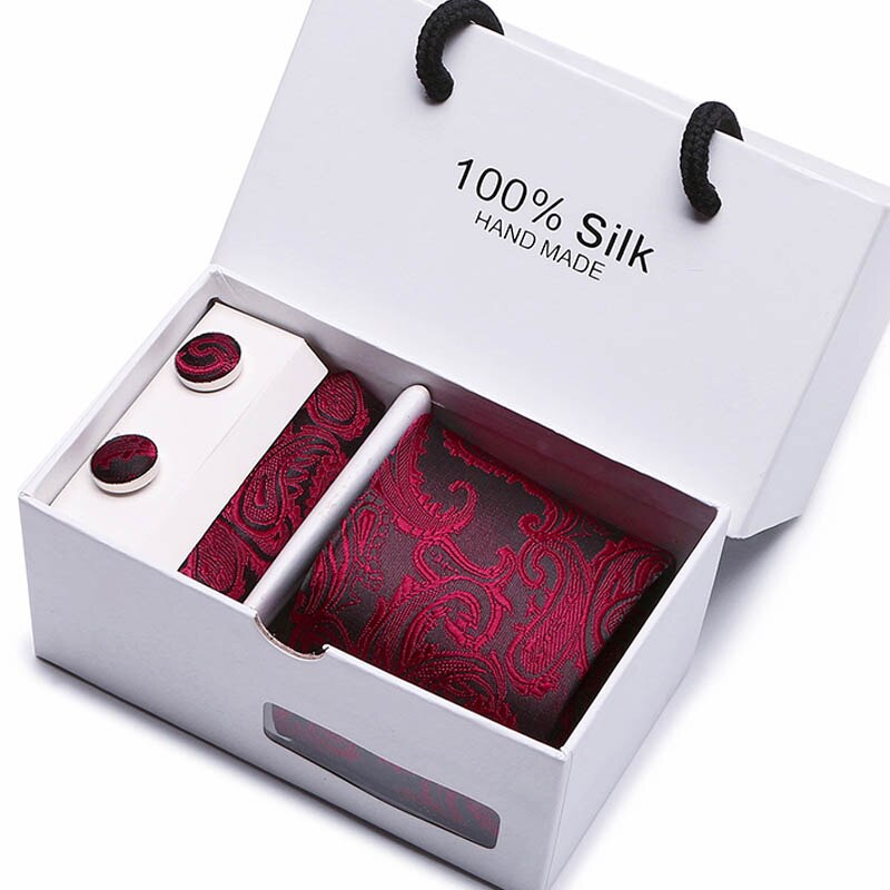 Fashion Silk Necktie Hanky Cufflink Set Ties