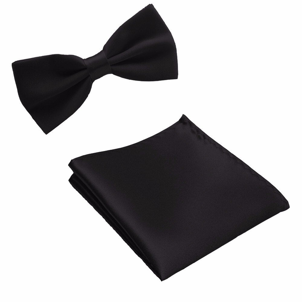 Fashion Bow Ties with Pocket Square Handkerchief Butterfly Towel