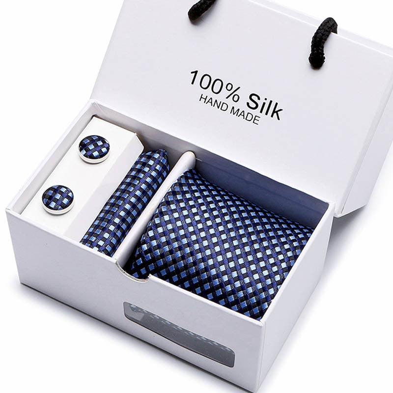 Gift box Luxury Necktie Pocket Square Cufflinks Handkerchief