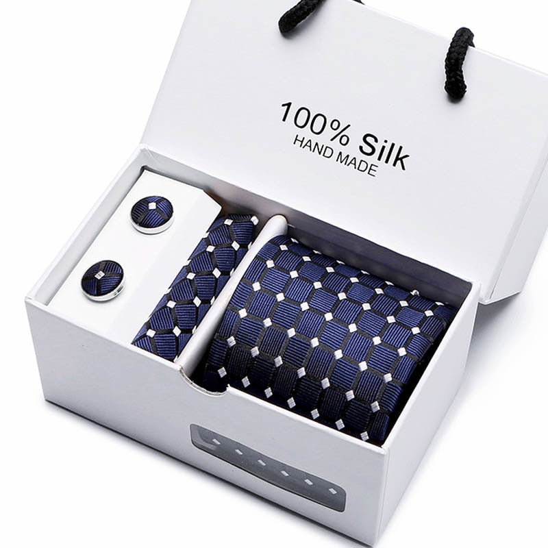 Gift box Luxury Necktie Pocket Square Cufflinks Handkerchief