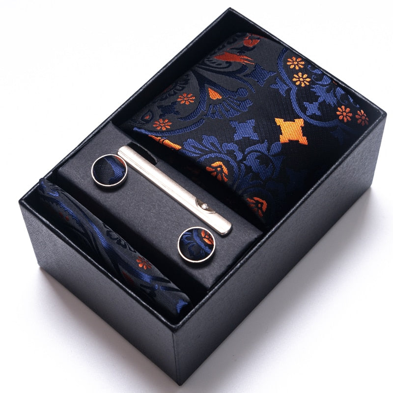 Gift Box Custom Mariage Ties Hankie Cufflinks Sets