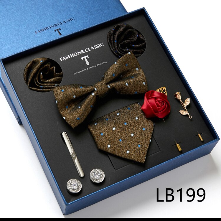 8 Piece Custom Ties Hanky Cufflinks Bowtie Gift Box Sets