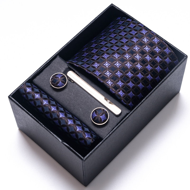 Gift Box Custom Mariage Ties Hankie Cufflinks Sets