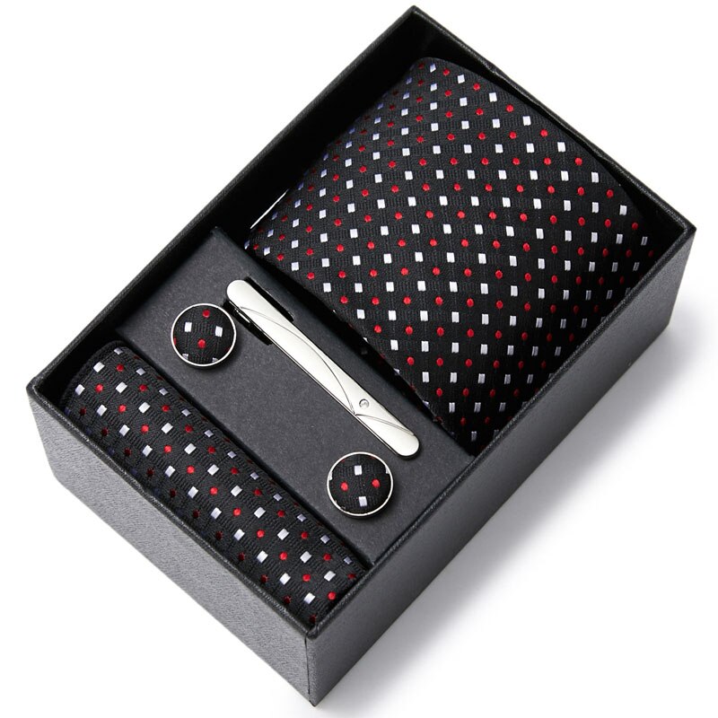 Gift Box Custom Mariage Ties Hankie Cufflinks Sets