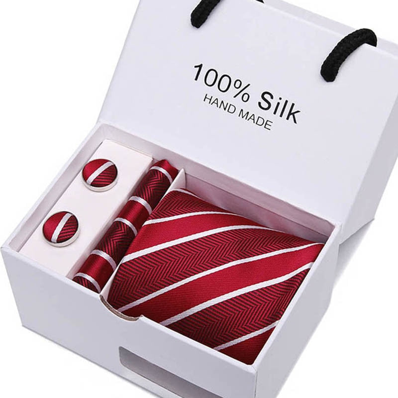 Gift box Luxury Necktie Pocket Square Cufflinks Handkerchief