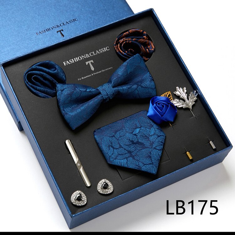 8 Piece Custom Ties Hanky Cufflinks Bowtie Gift Box Sets