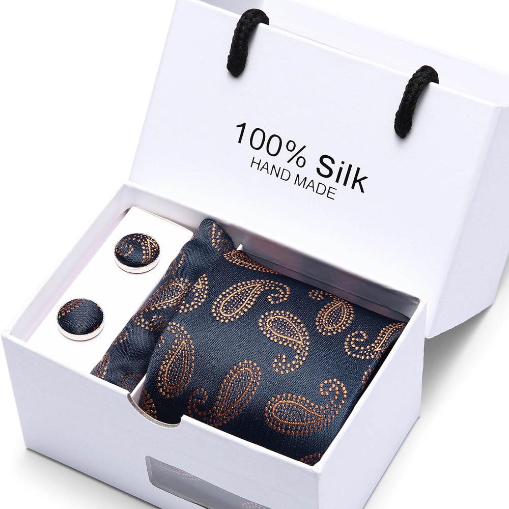 Fashion Silk Necktie Hanky Cufflink Set Ties