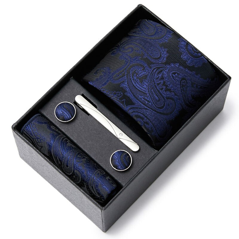 Gift Box Custom Mariage Ties Hankie Cufflinks Sets