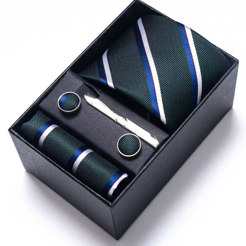 Gift Box Custom Mariage Ties Hankie Cufflinks Sets