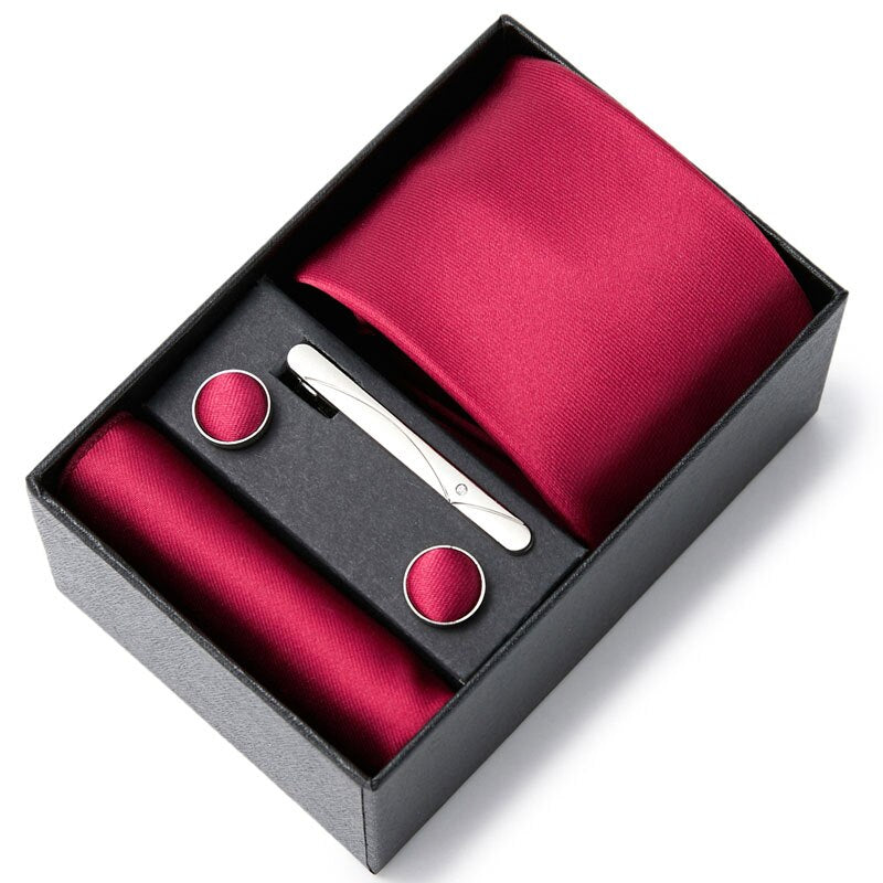 Gift Box Custom Mariage Ties Hankie Cufflinks Sets