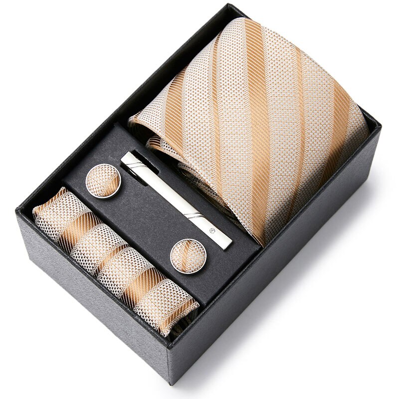 Gift Box Custom Mariage Ties Hankie Cufflinks Sets