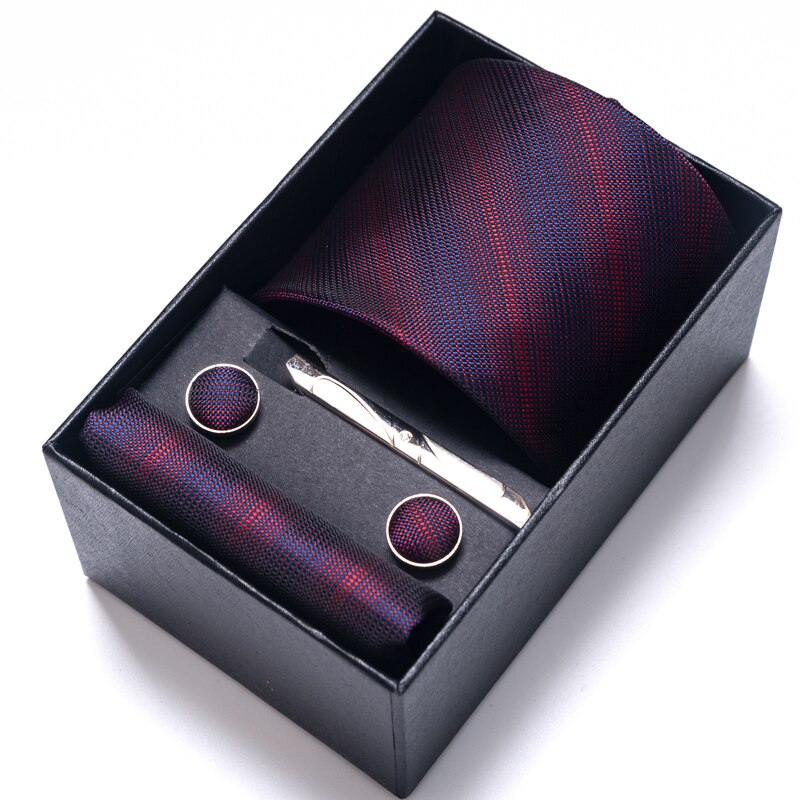 Gift Box Custom Mariage Ties Hankie Cufflinks Sets