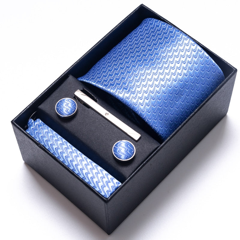 Gift Box Custom Mariage Ties Hankie Cufflinks Sets