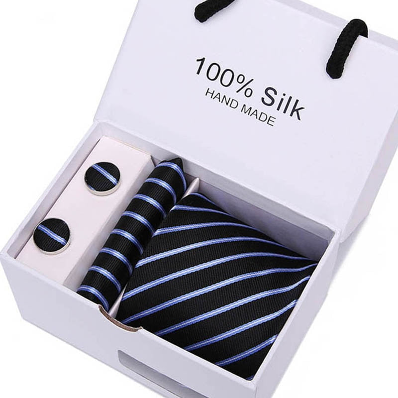 Gift box Luxury Necktie Pocket Square Cufflinks Handkerchief