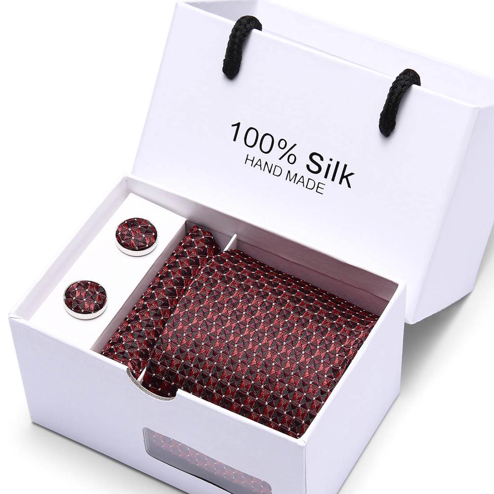 Fashion Silk Necktie Hanky Cufflink Set Ties