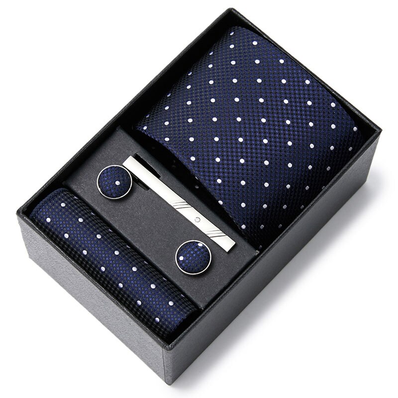 Gift Box Custom Mariage Ties Hankie Cufflinks Sets