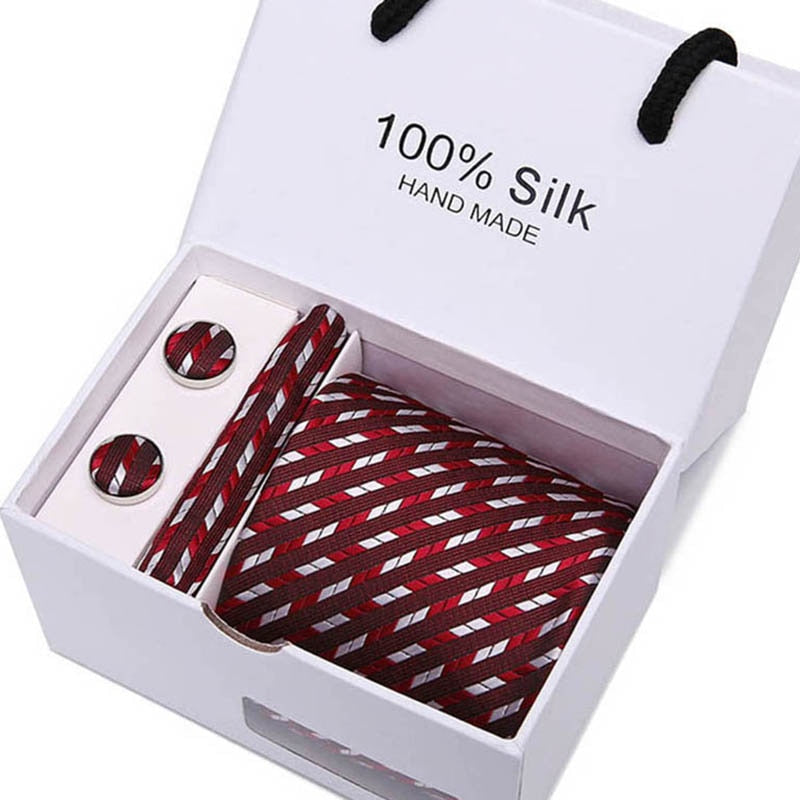 Gift box Luxury Necktie Pocket Square Cufflinks Handkerchief