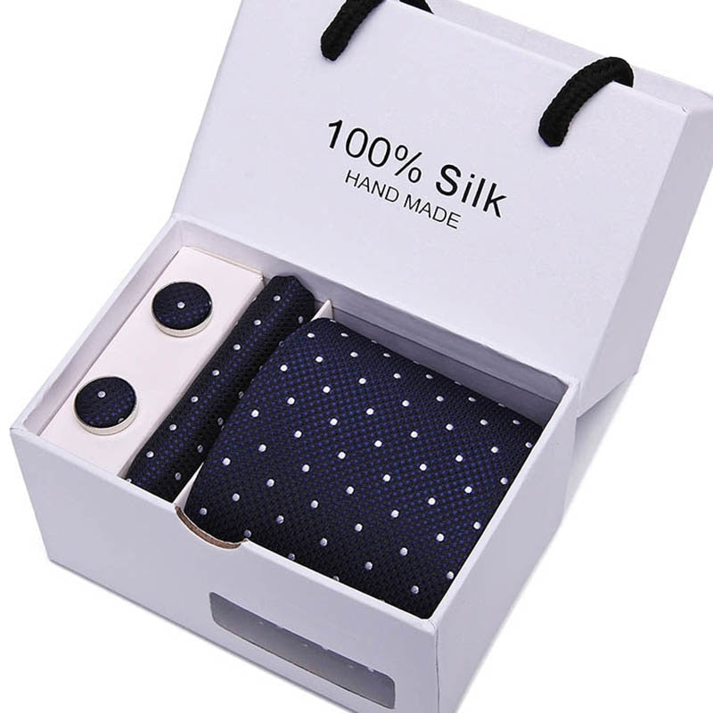 Gift box Luxury Necktie Pocket Square Cufflinks Handkerchief