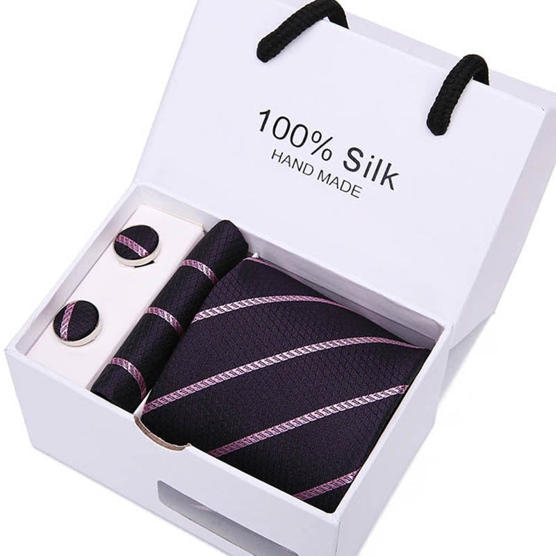 Gift box Luxury Necktie Pocket Square Cufflinks Handkerchief