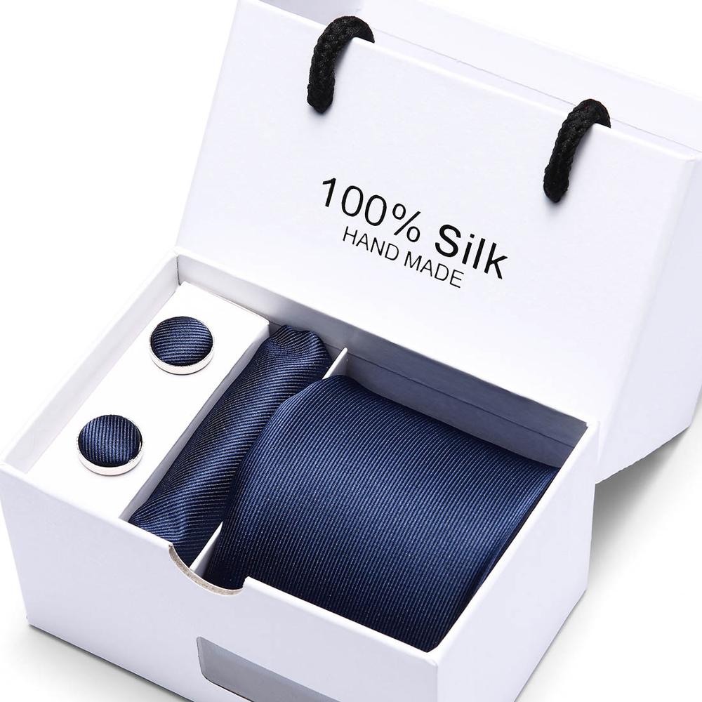 Fashion Silk Necktie Hanky Cufflink Set Ties