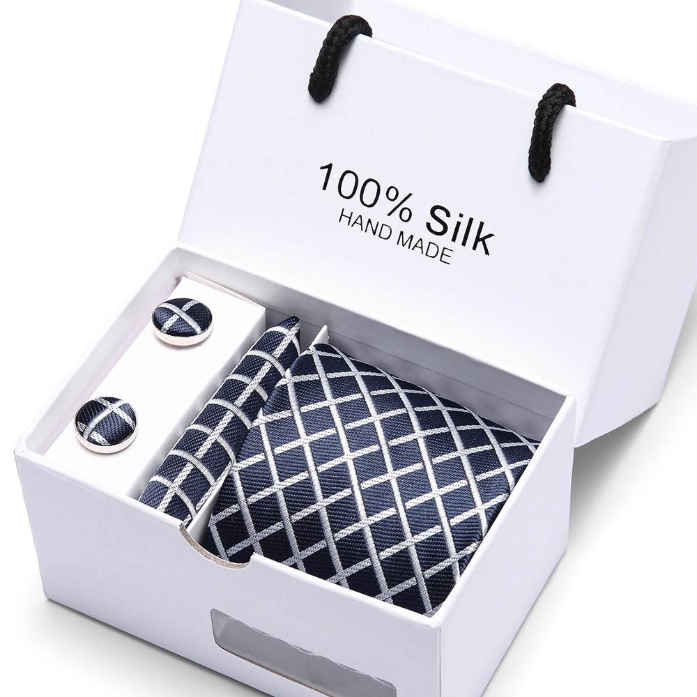 Fashion Silk Necktie Hanky Cufflink Set Ties