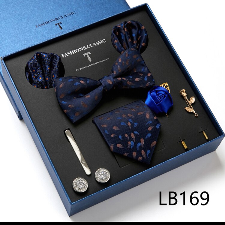 8 Piece Custom Ties Hanky Cufflinks Bowtie Gift Box Sets