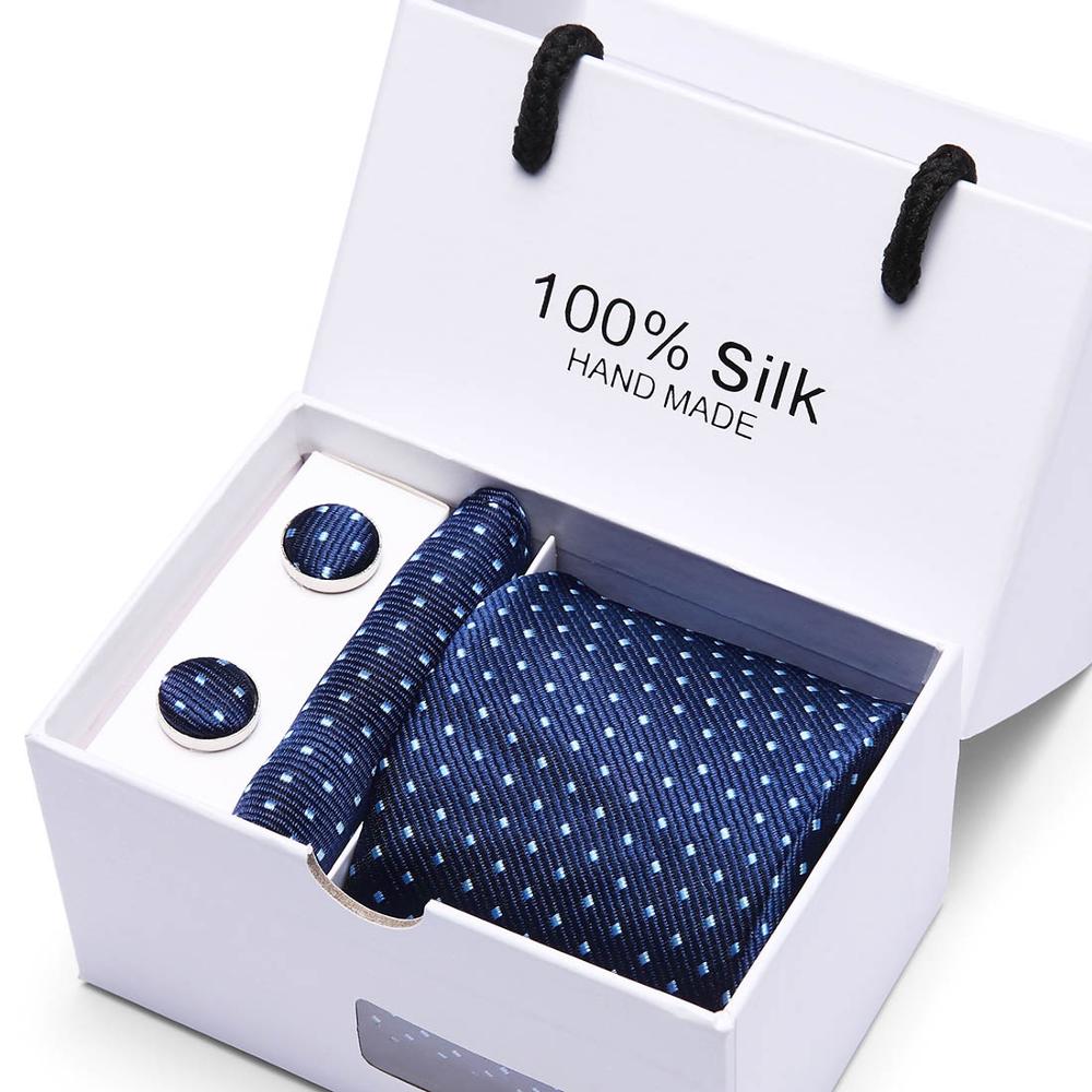 Fashion Silk Necktie Hanky Cufflink Set Ties