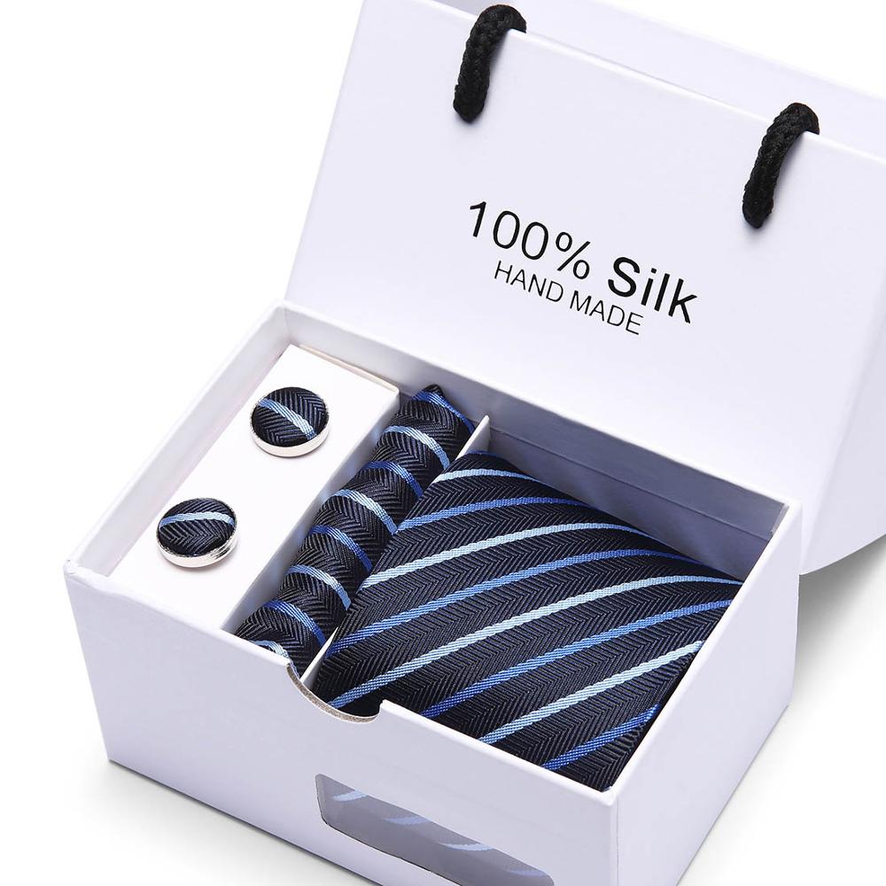 Fashion Silk Necktie Hanky Cufflink Set Ties