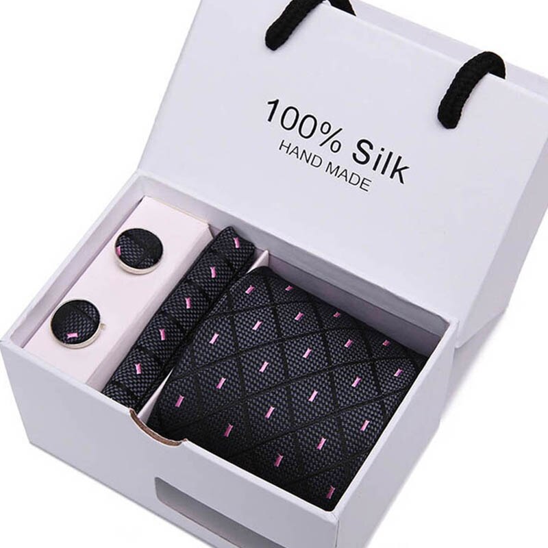 Gift box Luxury Necktie Pocket Square Cufflinks Handkerchief