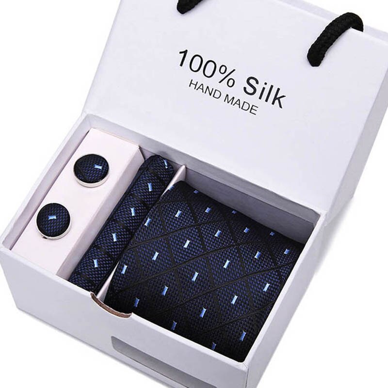 Gift box Luxury Necktie Pocket Square Cufflinks Handkerchief