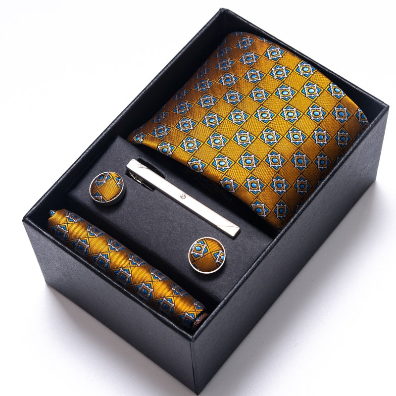 Gift Box Custom Mariage Ties Hankie Cufflinks Sets