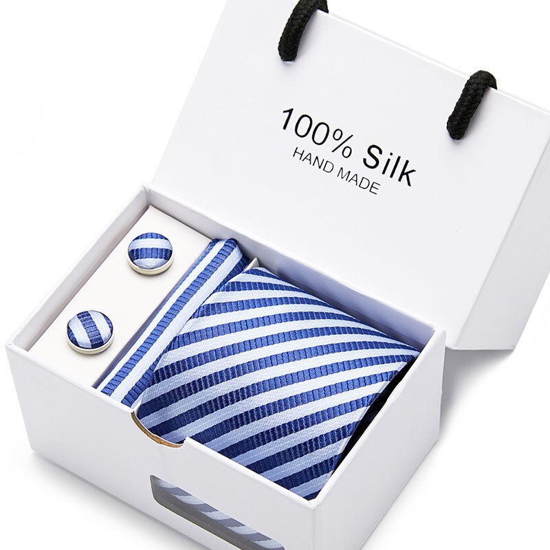 Gift box Luxury Necktie Pocket Square Cufflinks Handkerchief