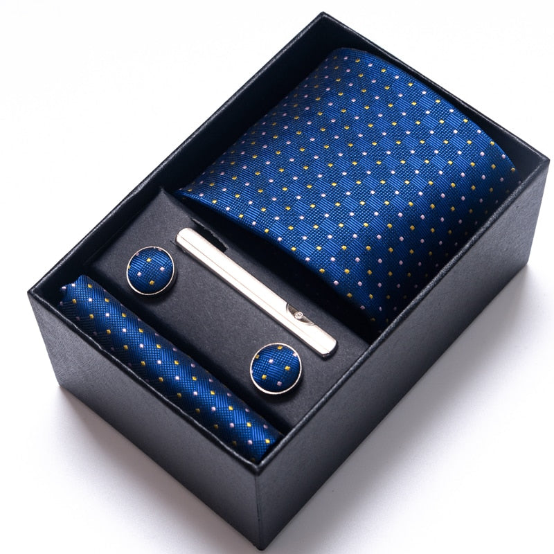 Gift Box Custom Mariage Ties Hankie Cufflinks Sets