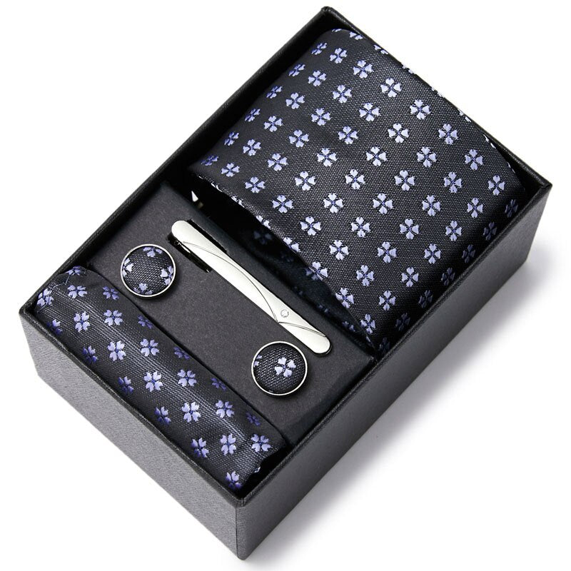 Gift Box Custom Mariage Ties Hankie Cufflinks Sets