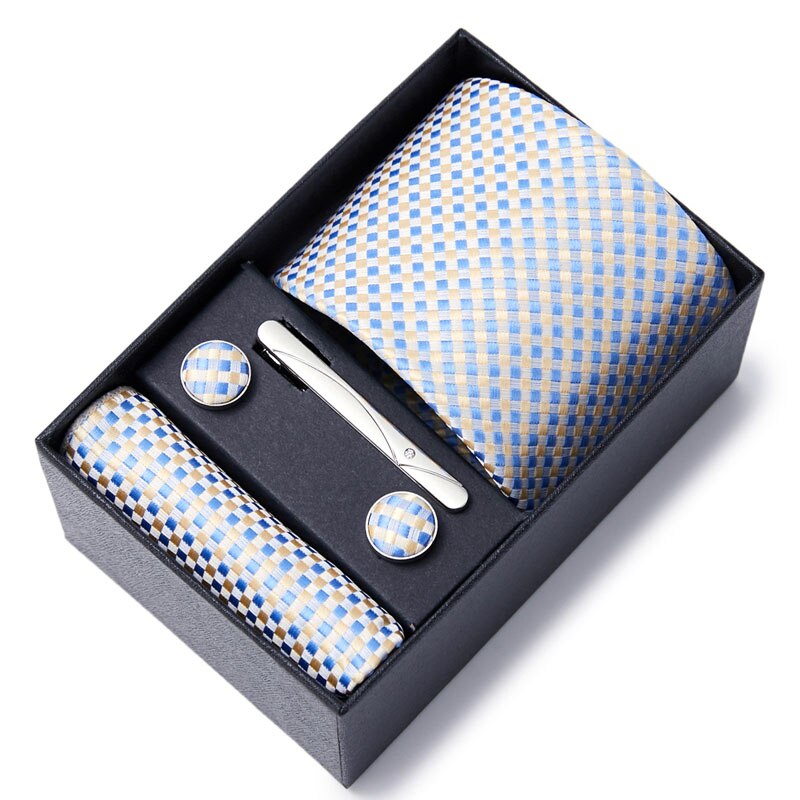 Gift Box Custom Mariage Ties Hankie Cufflinks Sets