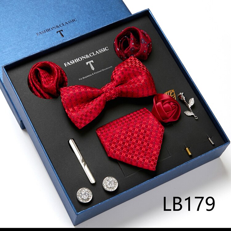 8 Piece Custom Ties Hanky Cufflinks Bowtie Gift Box Sets