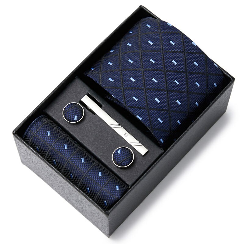 Gift Box Custom Mariage Ties Hankie Cufflinks Sets