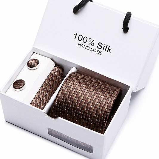 Gift box Luxury Necktie Pocket Square Cufflinks Handkerchief