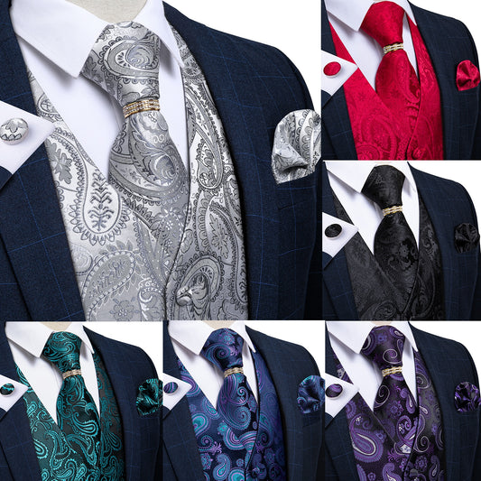 Men Classic Paisley Formal Dress Vest Set